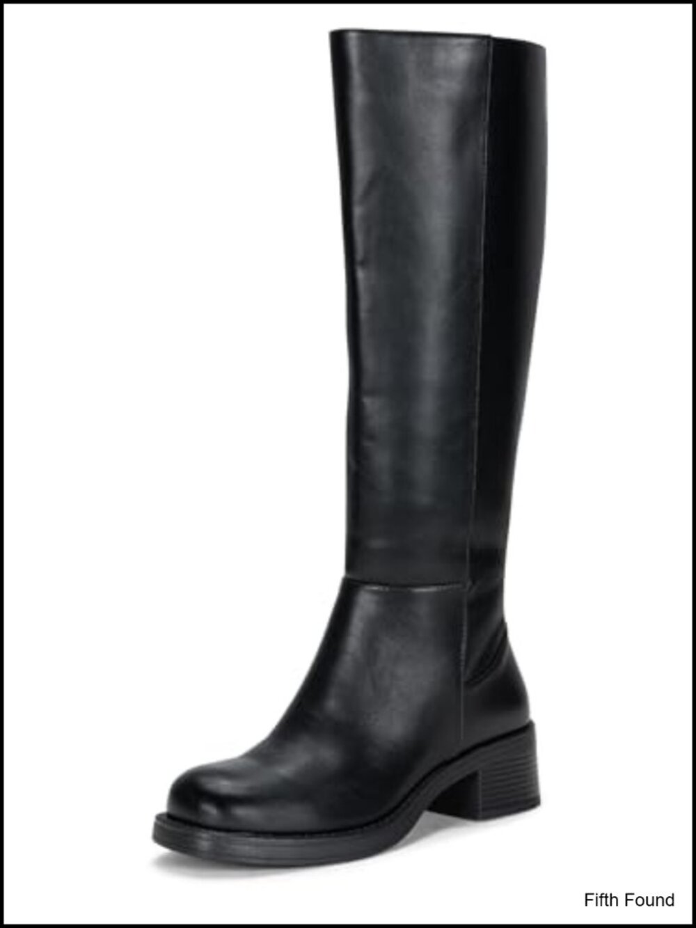 Women's Faux Leather Platform Knee High Boots Square Toe Tall Riding